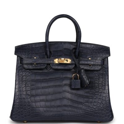 Hermes Birkin 25 Bleu Indigo Matte Alligator GHW