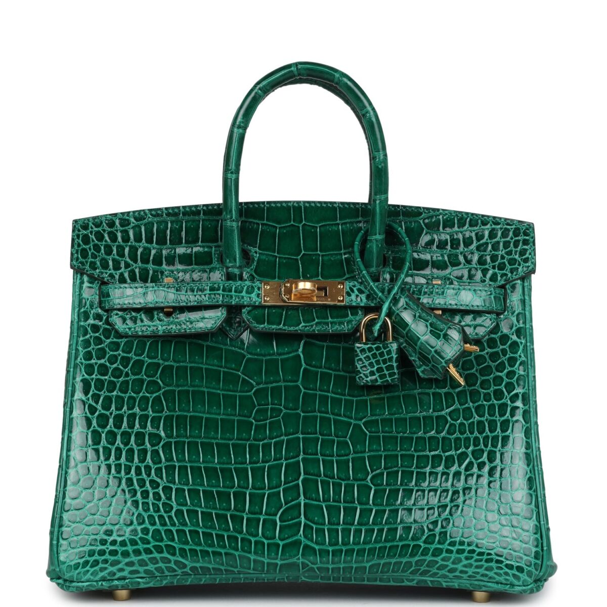 Hermes Birkin 25 Emerald Shiny Porosus Crocodile GHW