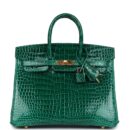 Hermes Birkin 25 Emerald Shiny Porosus Crocodile GHW