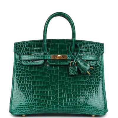 Hermes Birkin 25 Emerald Shiny Porosus Crocodile GHW