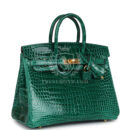 Hermes Birkin 25 Emerald Shiny Porosus Crocodile GHW