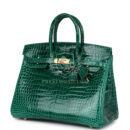 Hermes Birkin 25 Emerald Shiny Porosus Crocodile GHW