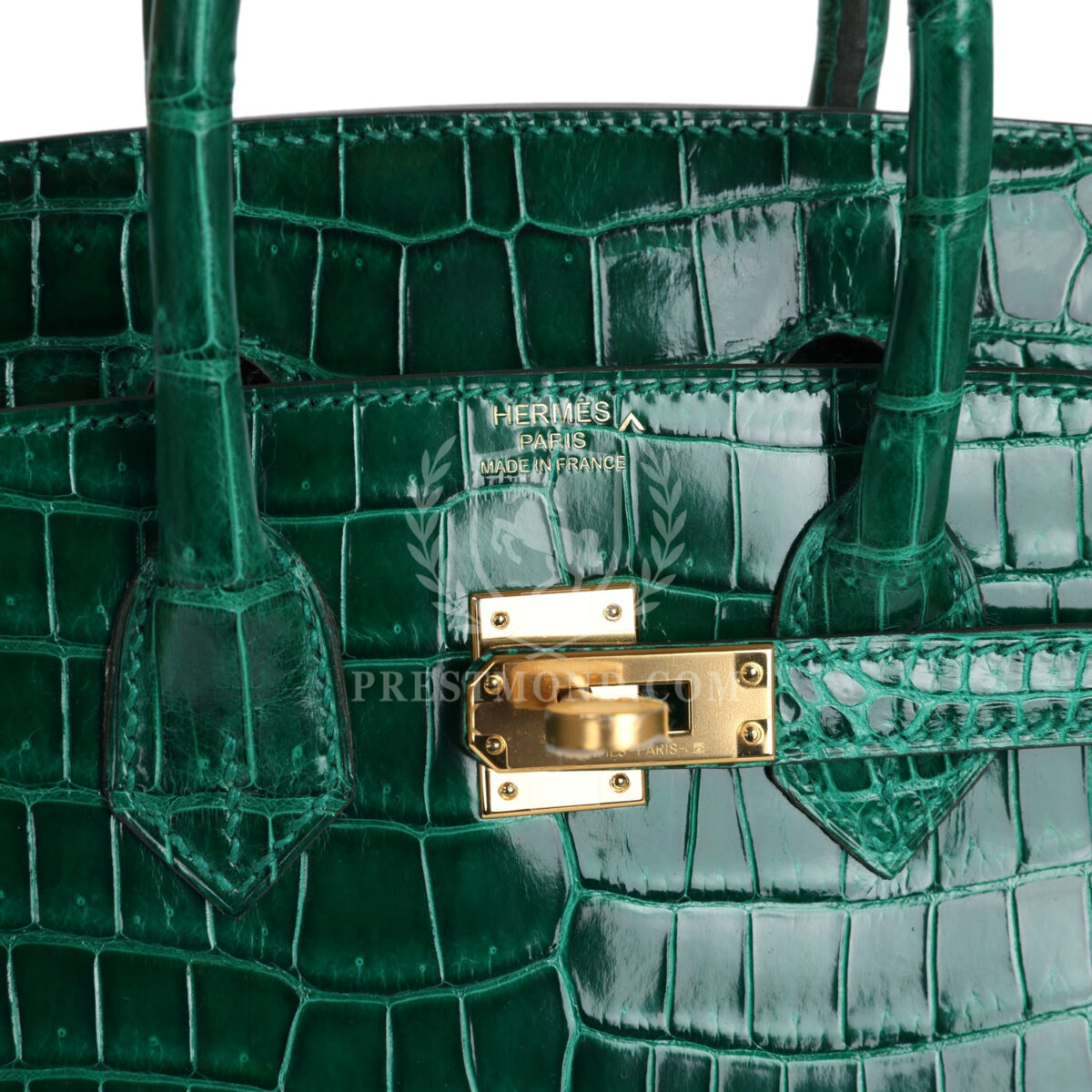 Hermes Birkin 25 Emerald Shiny Porosus Crocodile GHW — изображение 7