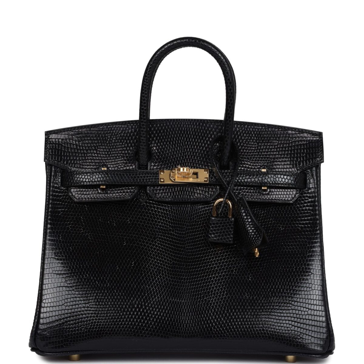 Hermes Birkin 25 Black Shiny Varanus Niloticus Lizard GHW