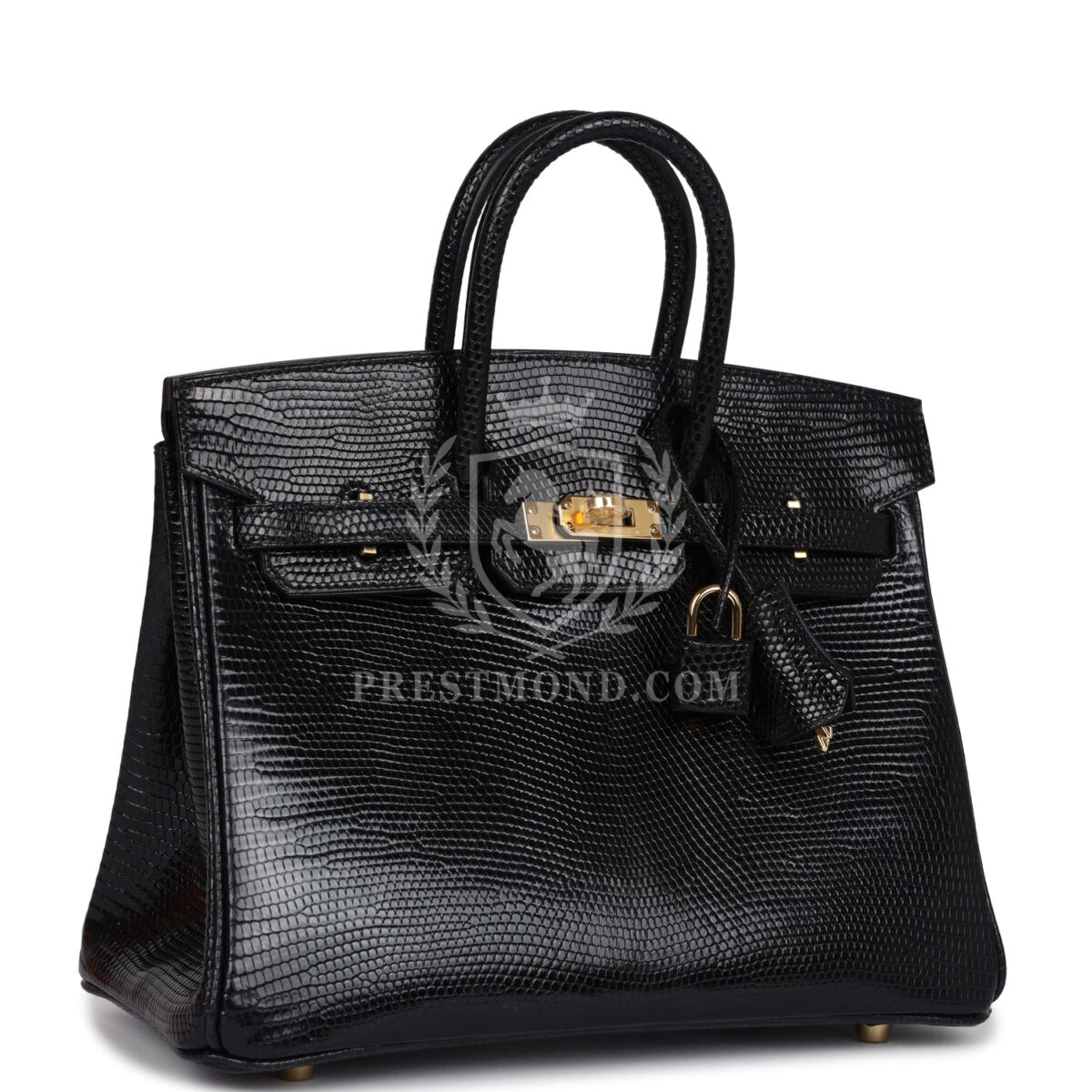 Hermes Birkin 25 Black Shiny Varanus Niloticus Lizard GHW — изображение 2