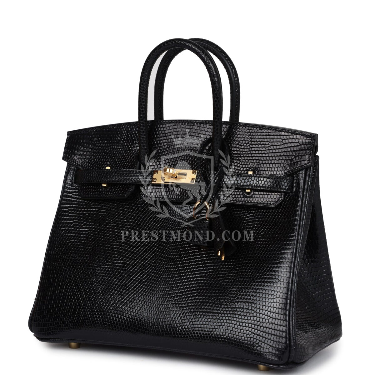 Hermes Birkin 25 Black Shiny Varanus Niloticus Lizard GHW — изображение 5