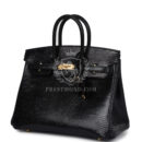 Hermes Birkin 25 Black Shiny Varanus Niloticus Lizard GHW