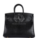 Hermes Birkin 25 Black Shiny Varanus Niloticus Lizard GHW