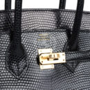 Hermes Birkin 25 Black Shiny Varanus Niloticus Lizard GHW