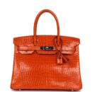 Hermes Birkin 30 Orange Shiny Porosus Crocodile PHW