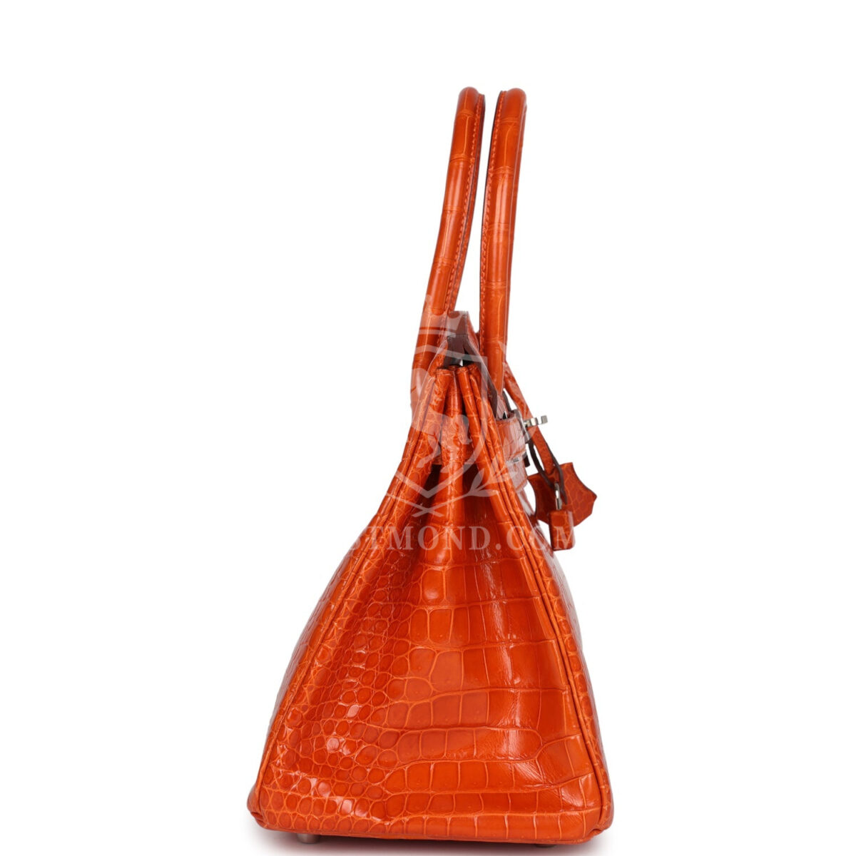 Hermes Birkin 30 Orange Shiny Porosus Crocodile PHW — изображение 3