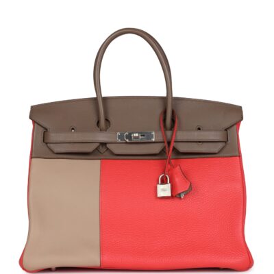 Hermes Birkin 30 Cascade Rose Jaipur, Etoupe and Argile Swift and Clemence Brushed PHW
