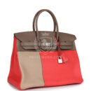 Hermes Birkin 30 Cascade Rose Jaipur, Etoupe and Argile Swift and Clemence Brushed PHW