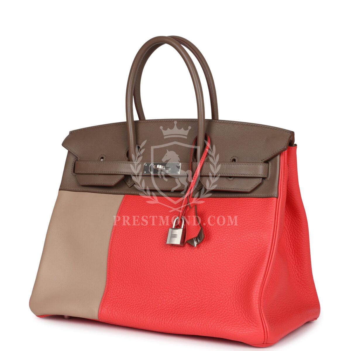 Hermes Birkin 30 Cascade Rose Jaipur, Etoupe and Argile Swift and Clemence Brushed PHW — изображение 5