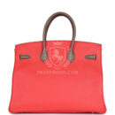 Hermes Birkin 30 Cascade Rose Jaipur, Etoupe and Argile Swift and Clemence Brushed PHW