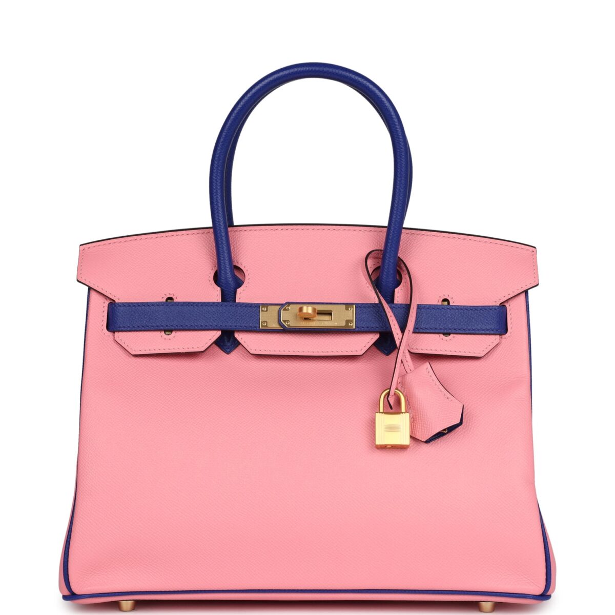 Hermes Special Order (HSS) Birkin 30 Rose Confetti and Bleu Electric Epsom Brushed GHW