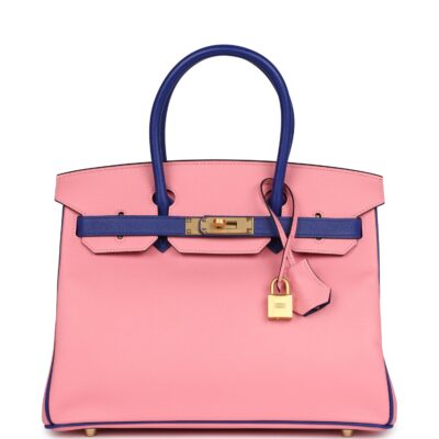 Hermes Special Order (HSS) Birkin 30 Rose Confetti and Bleu Electric Epsom Brushed GHW