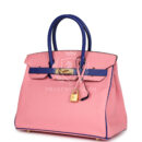 Hermes Special Order (HSS) Birkin 30 Rose Confetti and Bleu Electric Epsom Brushed GHW
