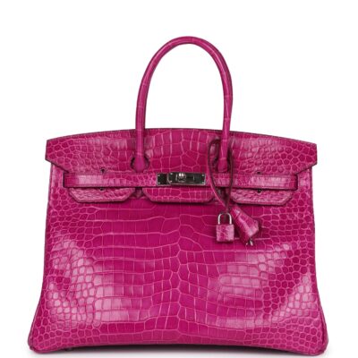 Hermes Birkin 35 Rose Sheherazade Shiny Porosus Crocodile PHW