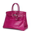 Hermes Birkin 35 Rose Sheherazade Shiny Porosus Crocodile PHW