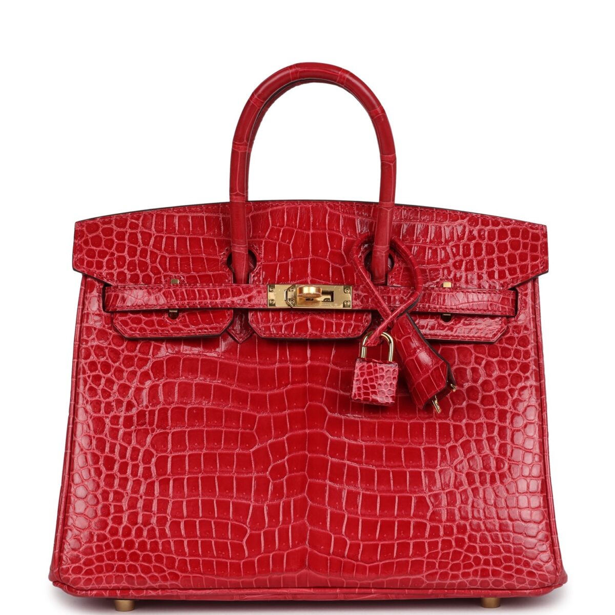 Hermes Birkin 25 Braise Shiny Porosus Crocodile GHW