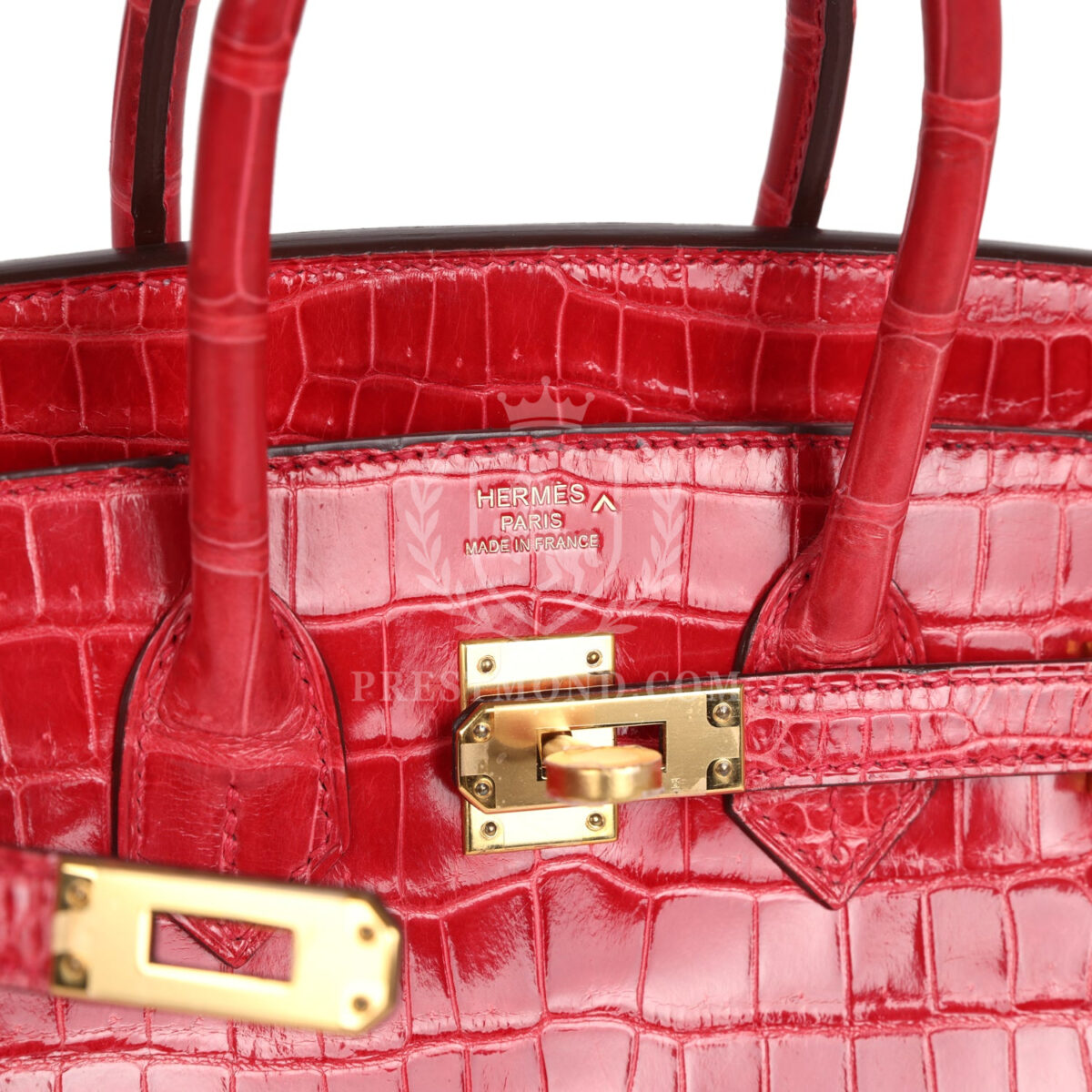 Hermes Birkin 25 Braise Shiny Porosus Crocodile GHW — изображение 7