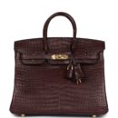Hermes Birkin 25 Rouge Sellier Matte Porosus Crocodile GHW