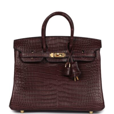 Hermes Birkin 25 Rouge Sellier Matte Porosus Crocodile GHW