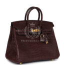 Hermes Birkin 25 Rouge Sellier Matte Porosus Crocodile GHW