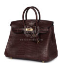 Hermes Birkin 25 Rouge Sellier Matte Porosus Crocodile GHW