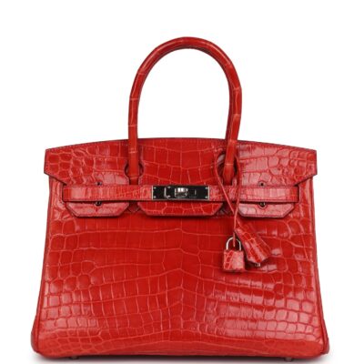 Hermes Birkin 30 Geranium Shiny Niloticus Crocodile PHW