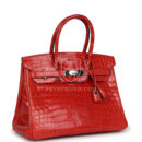 Hermes Birkin 30 Geranium Shiny Niloticus Crocodile PHW
