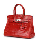 Hermes Birkin 30 Geranium Shiny Niloticus Crocodile PHW