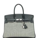 Hermes Birkin 35 Toile Riga and Vert Anglais Swift PHW