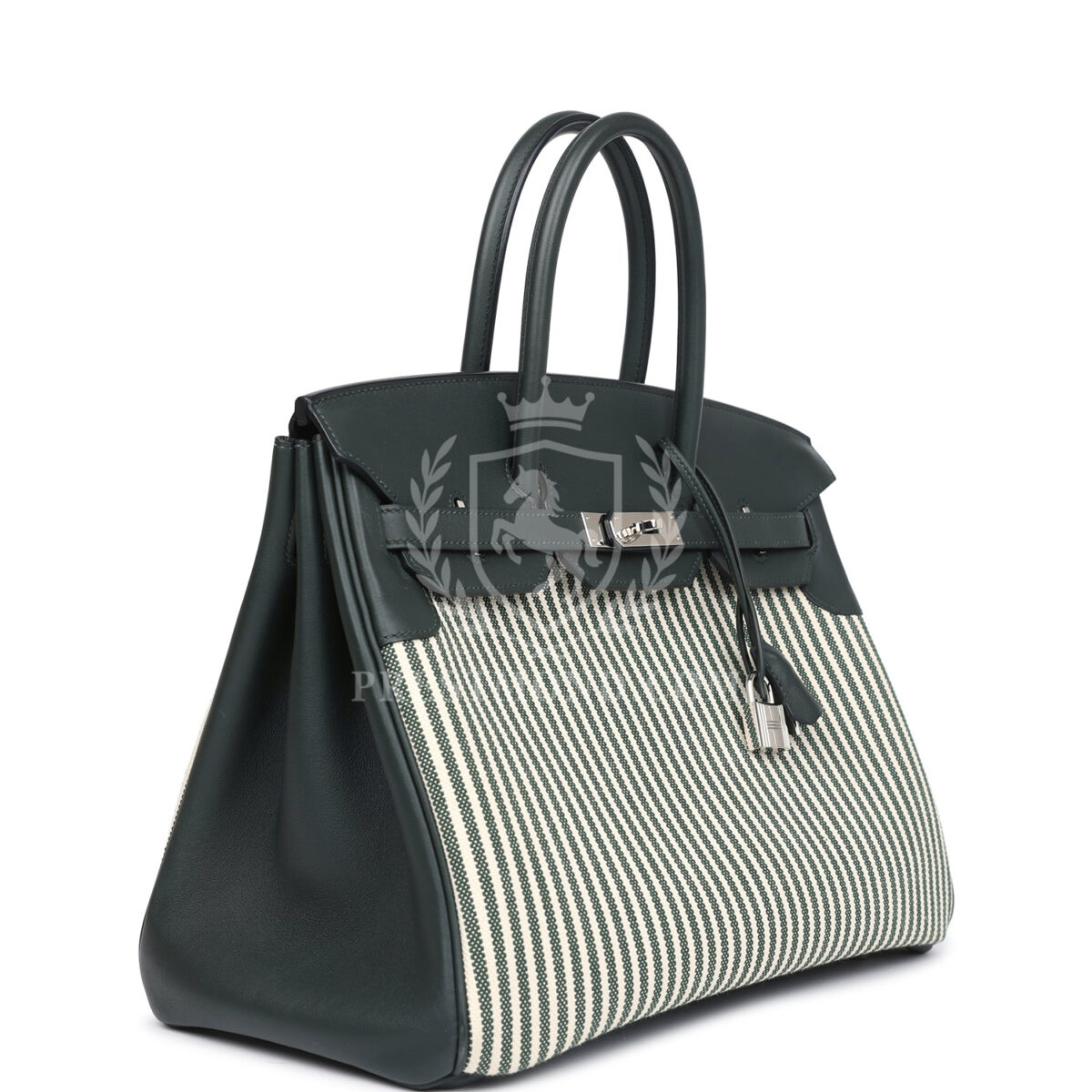 Hermes Birkin 35 Toile Riga and Vert Anglais Swift PHW — изображение 2