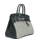 Hermes Birkin 35 Toile Riga and Vert Anglais Swift PHW