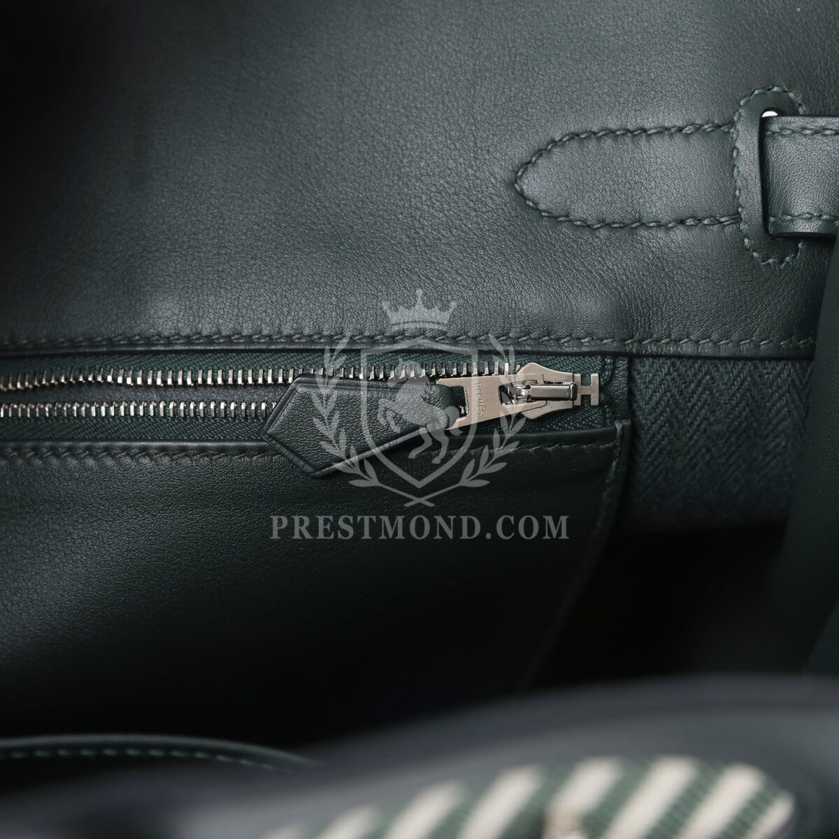 Hermes Birkin 35 Toile Riga and Vert Anglais Swift PHW — изображение 8