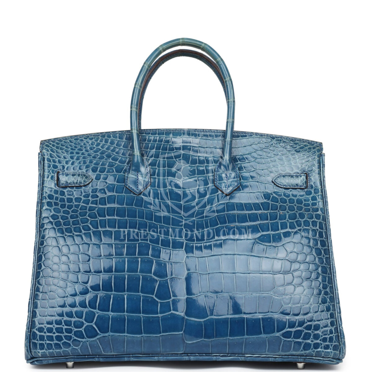 Hermes Birkin 35 Bleu Mykonos Shiny Porosus Crocodile PHW — изображение 4