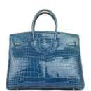 Hermes Birkin 35 Bleu Mykonos Shiny Porosus Crocodile PHW