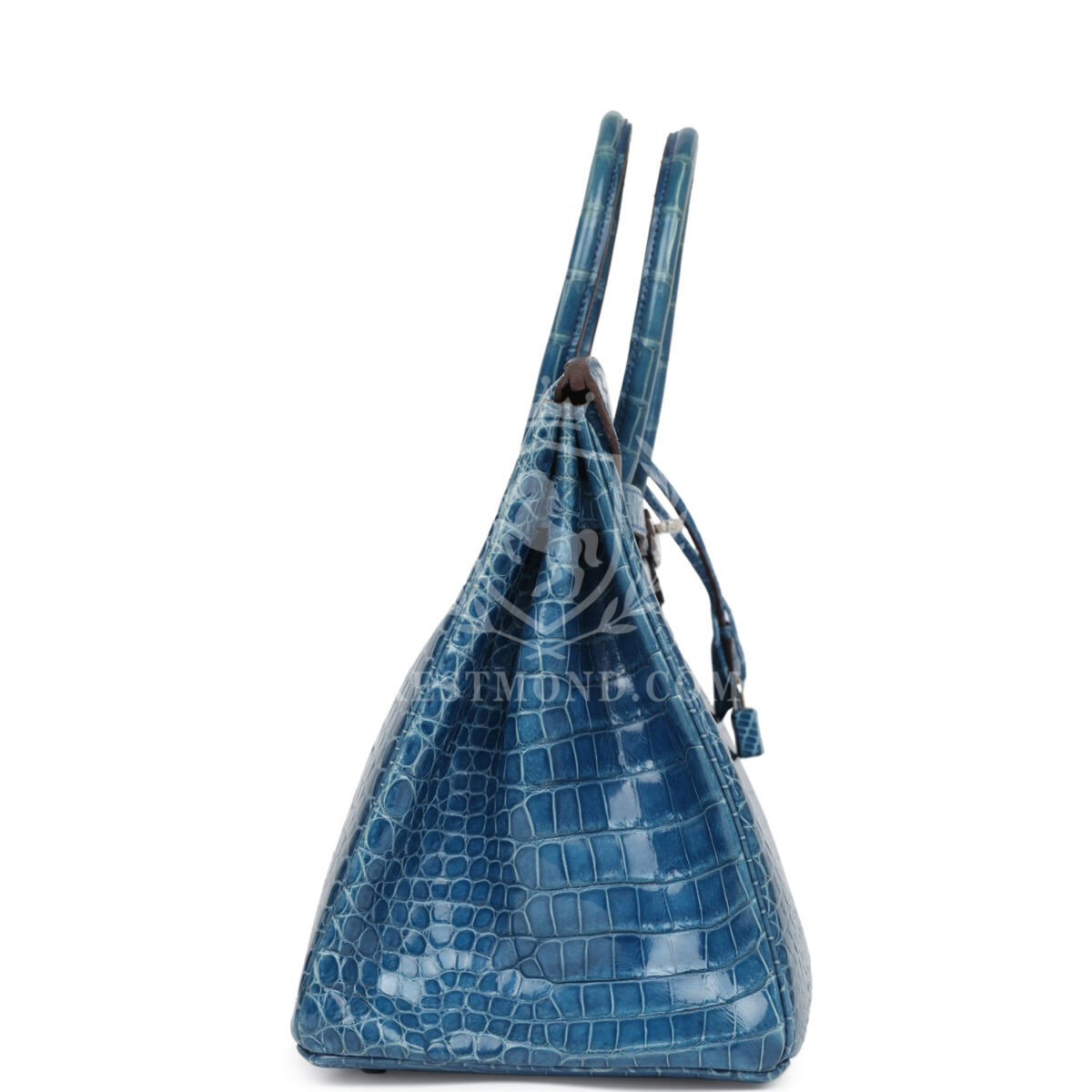 Hermes Birkin 35 Bleu Mykonos Shiny Porosus Crocodile PHW — изображение 3