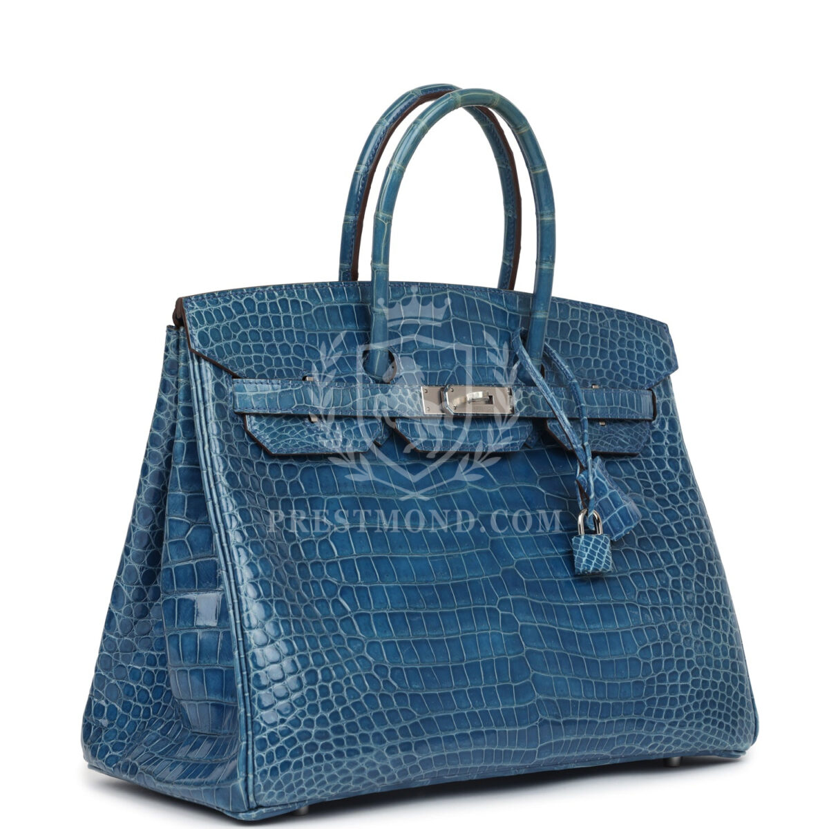 Hermes Birkin 35 Bleu Mykonos Shiny Porosus Crocodile PHW — изображение 2