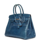 Hermes Birkin 35 Bleu Mykonos Shiny Porosus Crocodile PHW