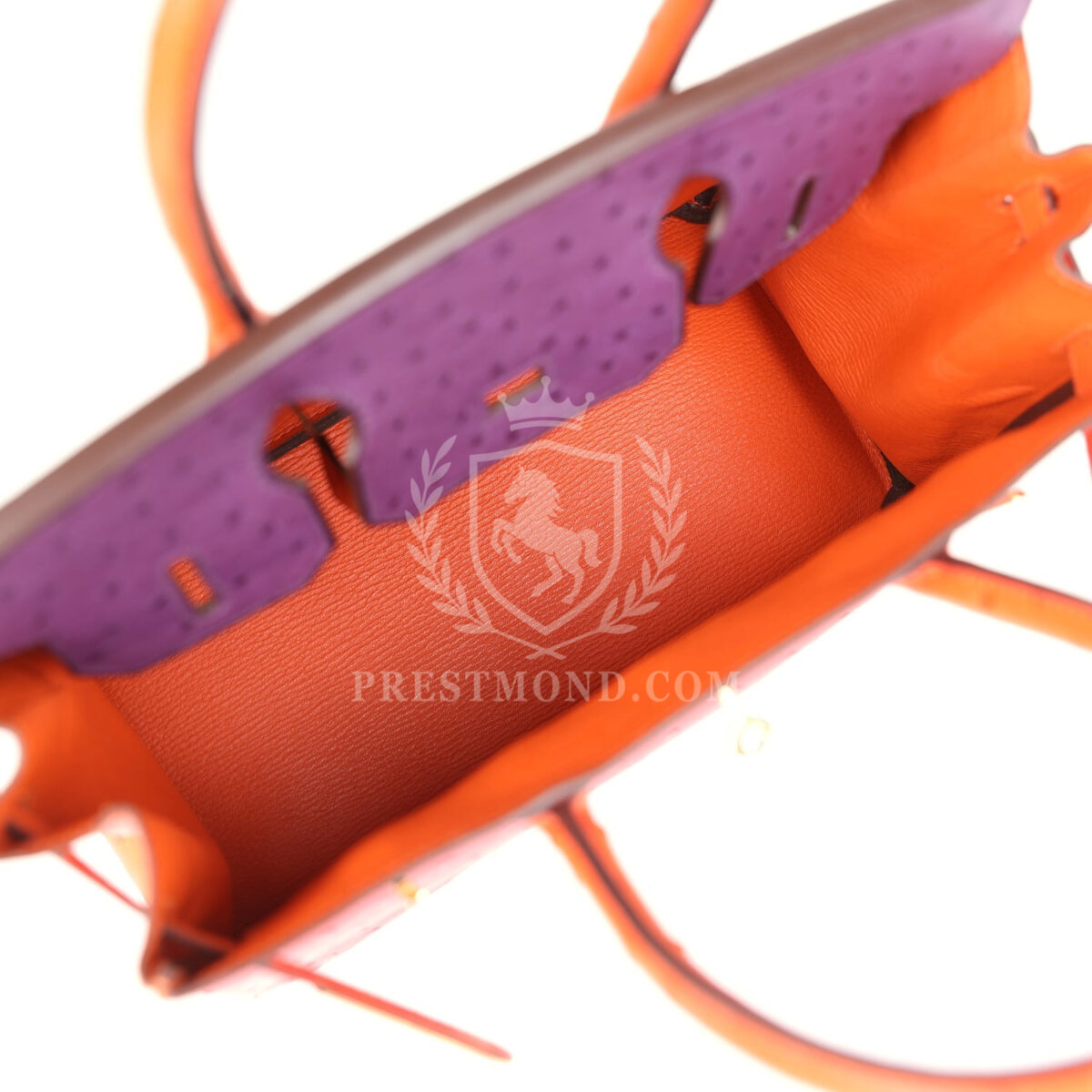 Hermes Special Order (HSS) Birkin 30 Tangerine, Violet and Bougainvillea Ostrich GHW — изображение 8