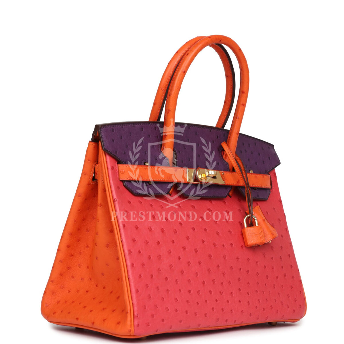 Hermes Special Order (HSS) Birkin 30 Tangerine, Violet and Bougainvillea Ostrich GHW — изображение 2