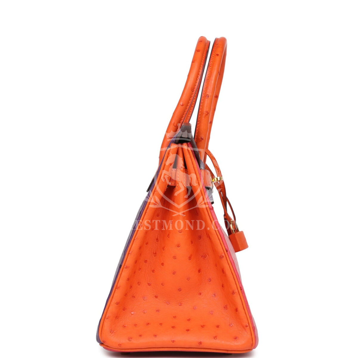 Hermes Special Order (HSS) Birkin 30 Tangerine, Violet and Bougainvillea Ostrich GHW — изображение 3
