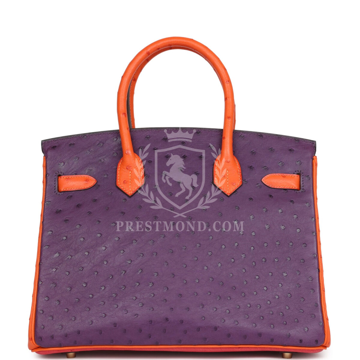 Hermes Special Order (HSS) Birkin 30 Tangerine, Violet and Bougainvillea Ostrich GHW — изображение 4