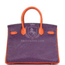 Hermes Special Order (HSS) Birkin 30 Tangerine, Violet and Bougainvillea Ostrich GHW
