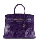 Hermes Birkin 35 Ultraviolet Shiny Porosus Crocodile GHW
