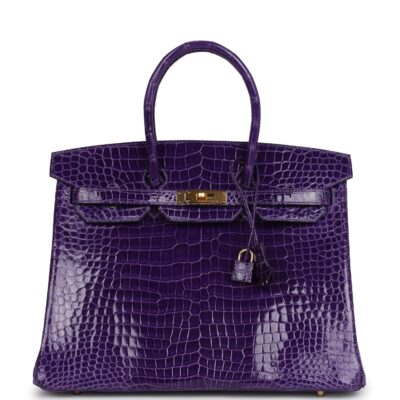 Hermes Birkin 35 Ultraviolet Shiny Porosus Crocodile GHW