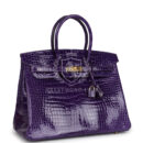 Hermes Birkin 35 Ultraviolet Shiny Porosus Crocodile GHW
